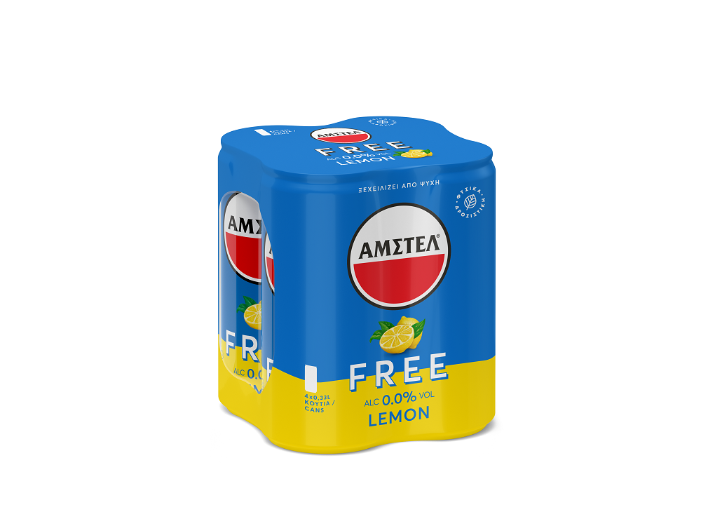 Μπύρα Χωρίς Αλκοόλ με Λεμόνι Κουτί ΑΜΣΤΕΛ Free Lemon (4×330 ml)