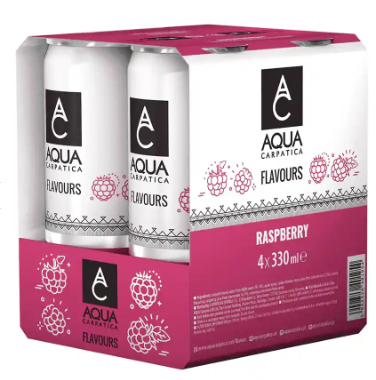 Ανθρακούχο φυσικό μεταλλικό νερό Rasberry Aqua Carpatica (4x330 ml)
