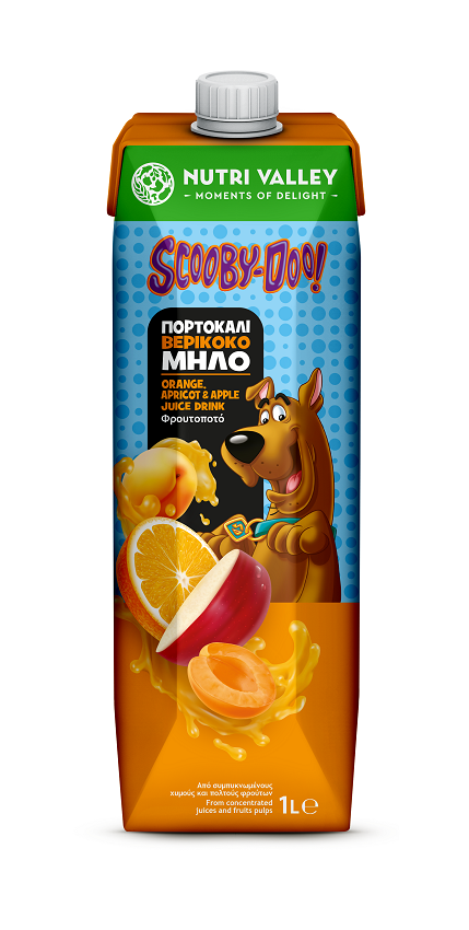 K22 Φρουτοποτό μήλο πορτοκάλι βερίκοκο, Nutri Valley Scooby Doo (1lt)