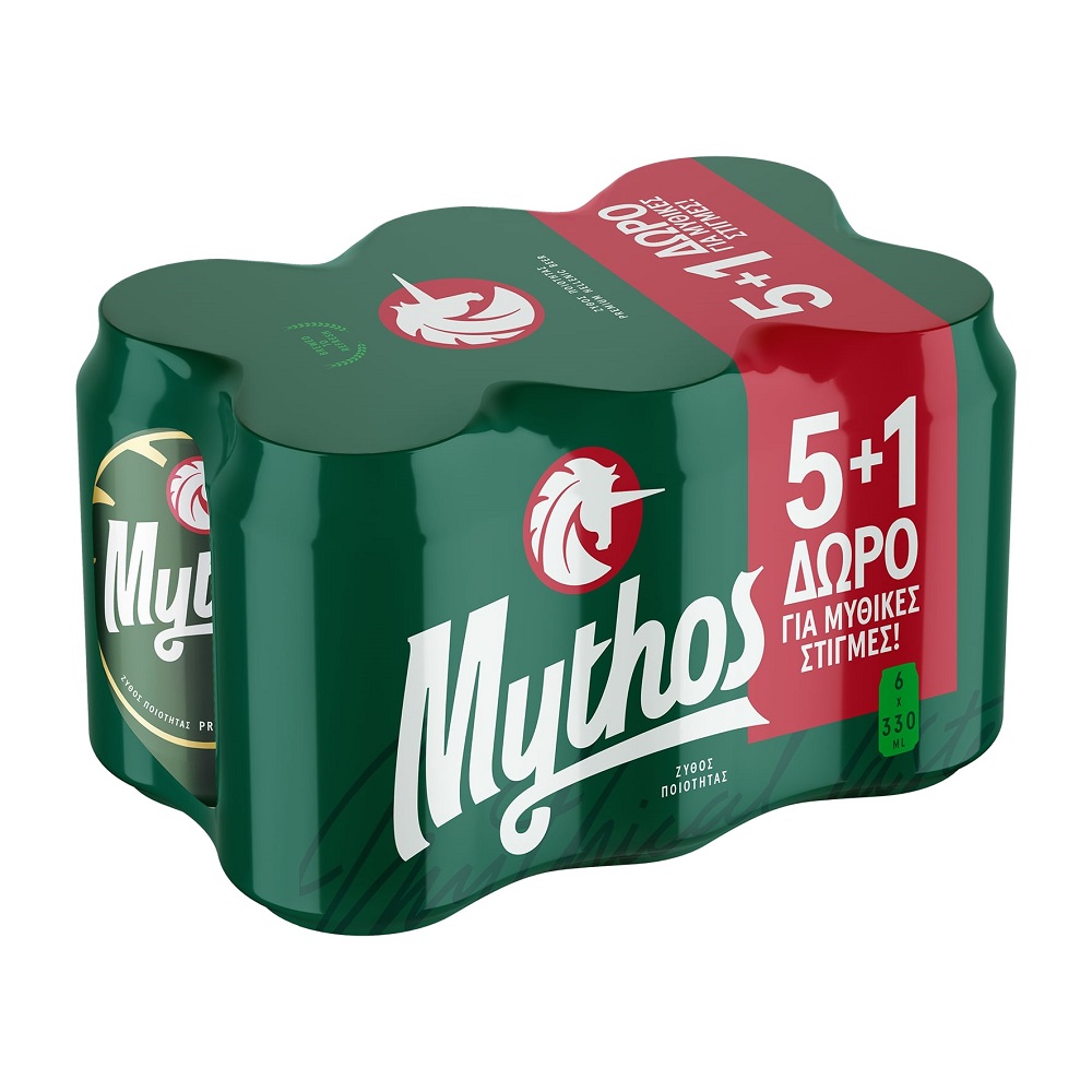 Ολυμπιακή Ζυθοποιία Α.Ε. Μπύρα Κουτί Mythos (6x330 ml) 5+1 Δώρο