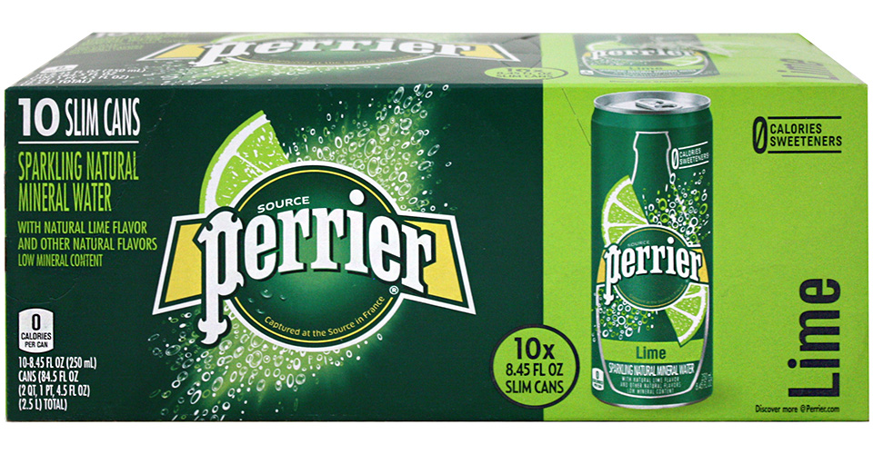 Νερό Φυσικό Μεταλλικό Ανθρακούχο Lime Slim Can Perrier (10×250 ml)