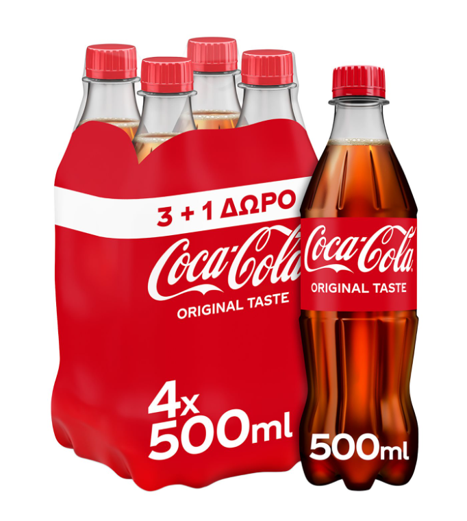 The Coca Cola Company Coca-Cola 4 τεμ. (4x500 ml) 3+1 Δώρο
