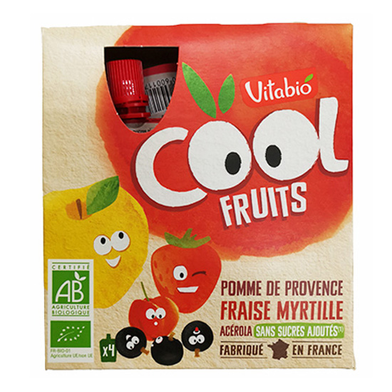 Fruit Dessert With Apple Strawberry Blueberry Acerola Vitabio 4x90gr