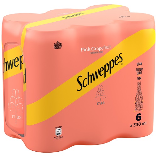Αναψυκτικό με γεύση Pink Grapefruit Schweppes (6×330 ml)