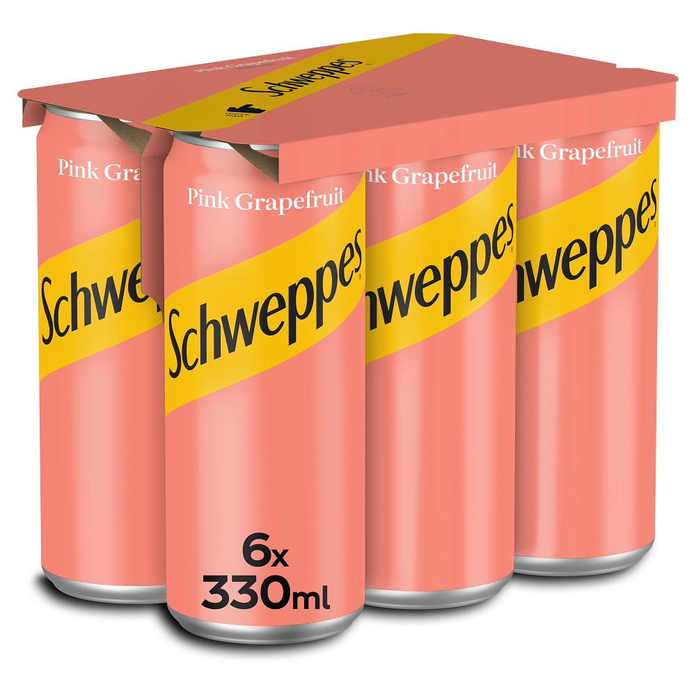 Pink grapefruit soda, can, Schweppes (6x330 ml) eFresh.gr
