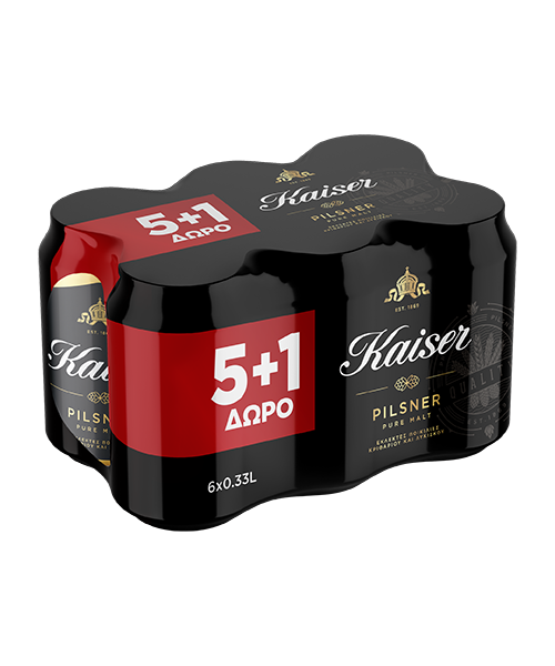 Ολυμπιακή Ζυθοποιία Α.Ε. Μπύρα Κουτί Kaiser (6x330 ml) 5+1 Δώρο