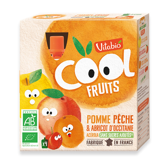 Fruit Dessert With Apple Peach Apricot Acerola Vitabio 4x90gr
