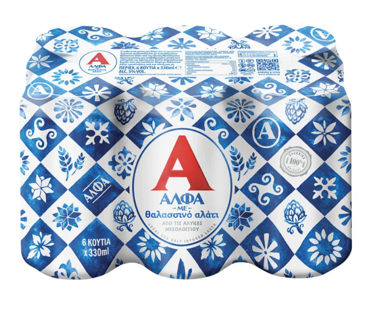 Αθηναϊκή Ζυθοποιία Α.Ε. Μπύρα Lager Κουτί με Θαλασσινό Αλάτι Άλφα (6x330 ml)