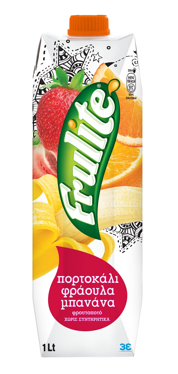 Φρουτοποτό Πορτοκάλι, Φράουλα, Μπανάνα Frulite (1 lt)
