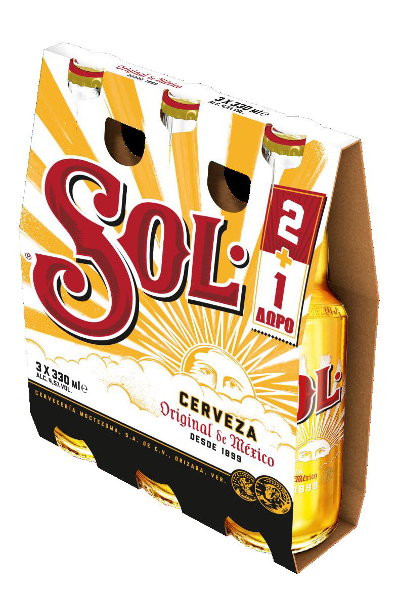 Μπύρα Exotic Lager Φιάλη Sol (3×330 ml) 2+1 Δώρο