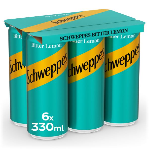 The Coca Cola Company Αναψυκτικό Bitter Lemon κουτί Schweppes (6x330 ml) 