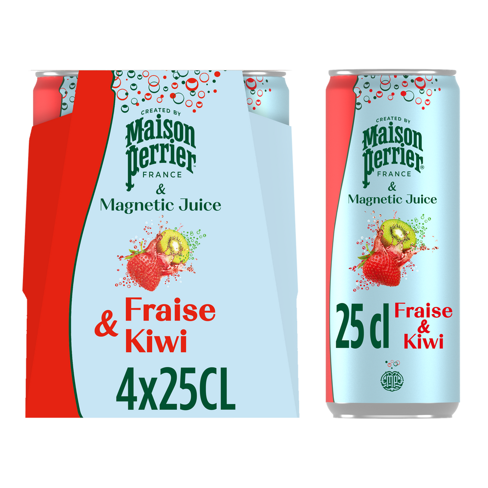 Nestle Νερό Φυσικό Μεταλλικό Ανθρακούχο με χυμό Φράουλα - Ακτινίδιο Maison Perrier (4x250 ml)