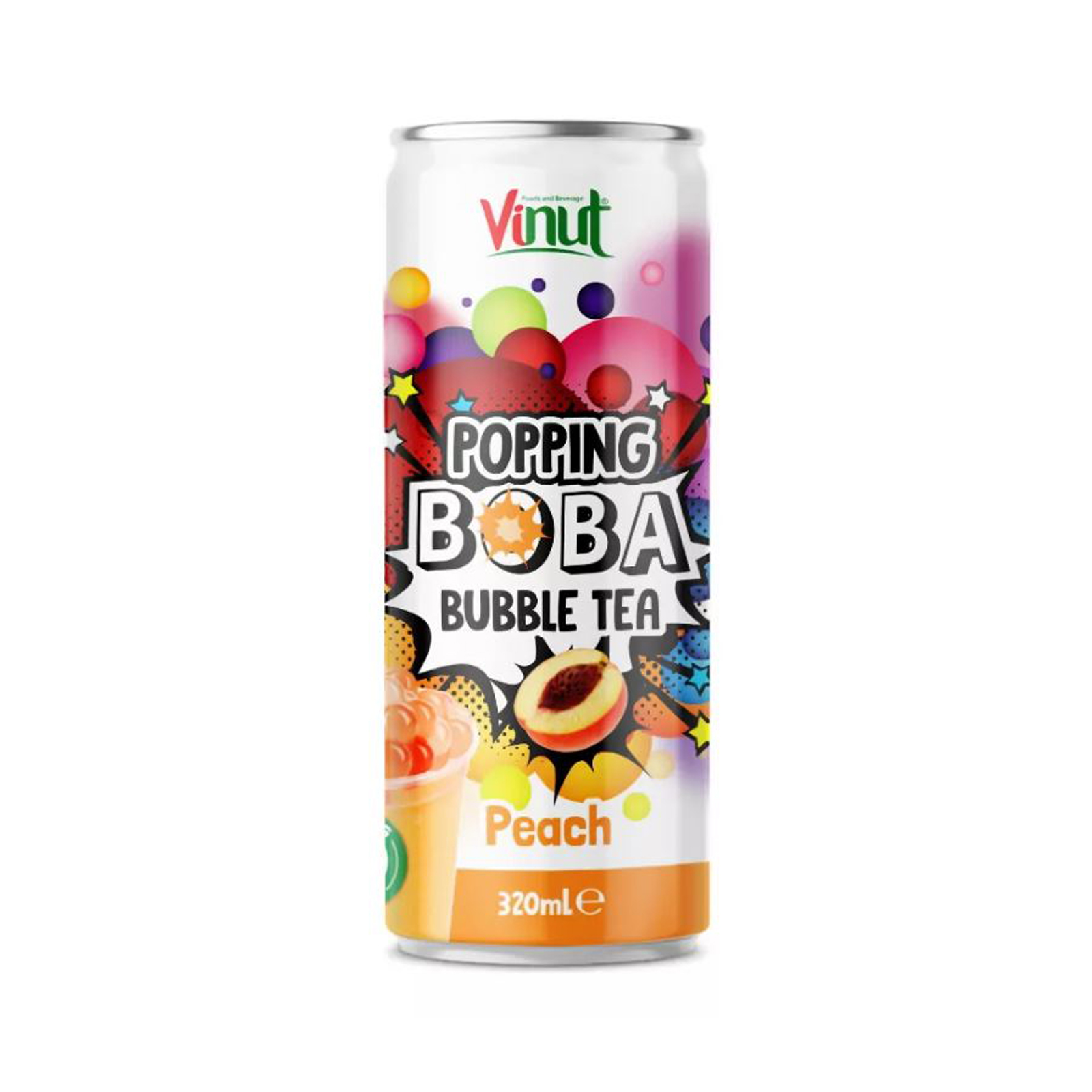 Vinut Bubble tea από μαύρο τσάι με γεύση ροδάκινο Lychee Vinut (320ml)