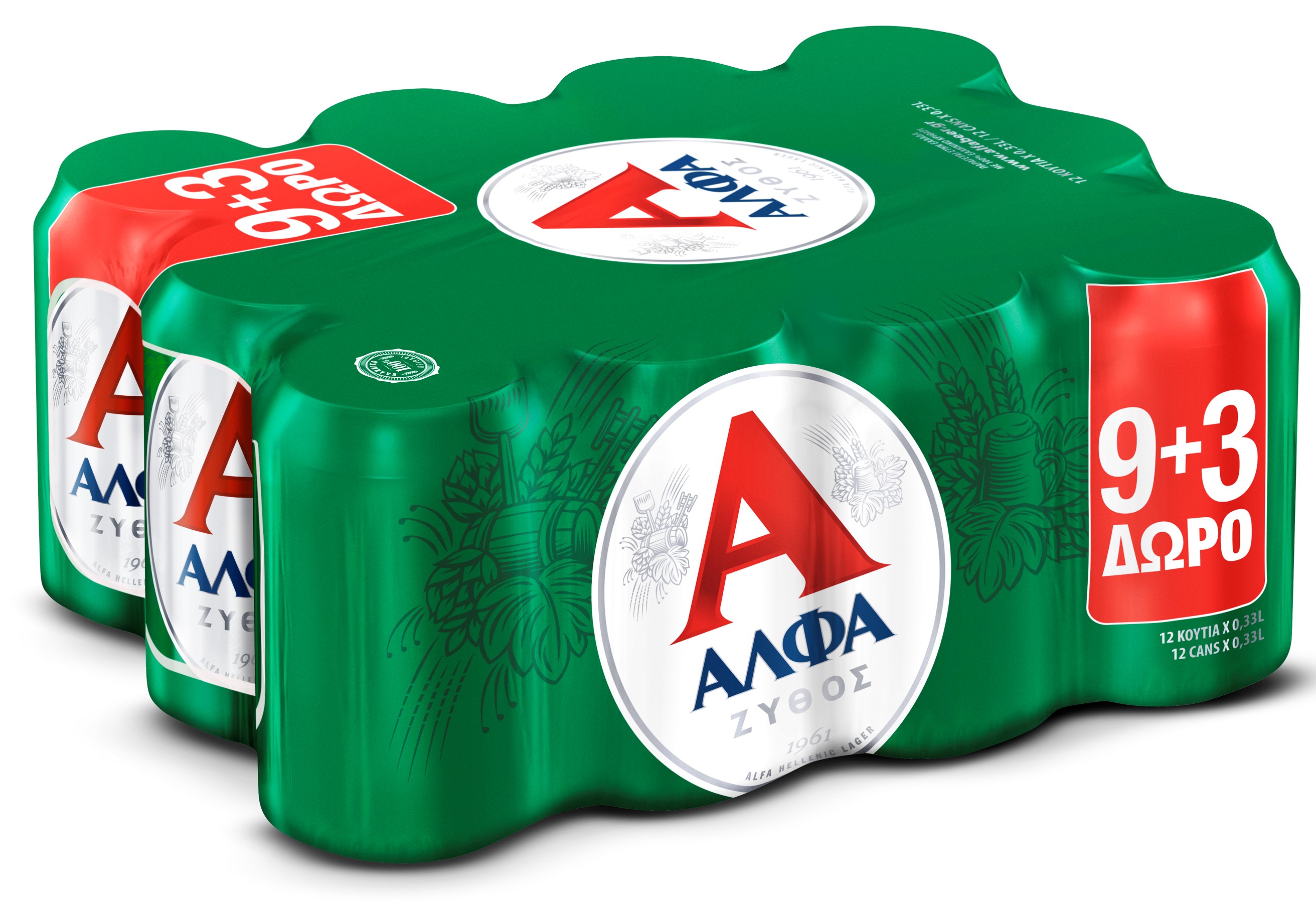 Μπύρα Lager Κουτί Άλφα (12×330 ml) 9+3 Δώρο