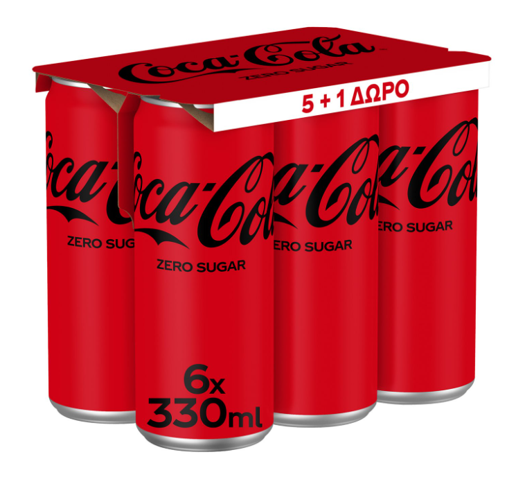 The Coca Cola Company Coca-Cola Zero Κουτί (6x330 ml) 5+1 Δώρο