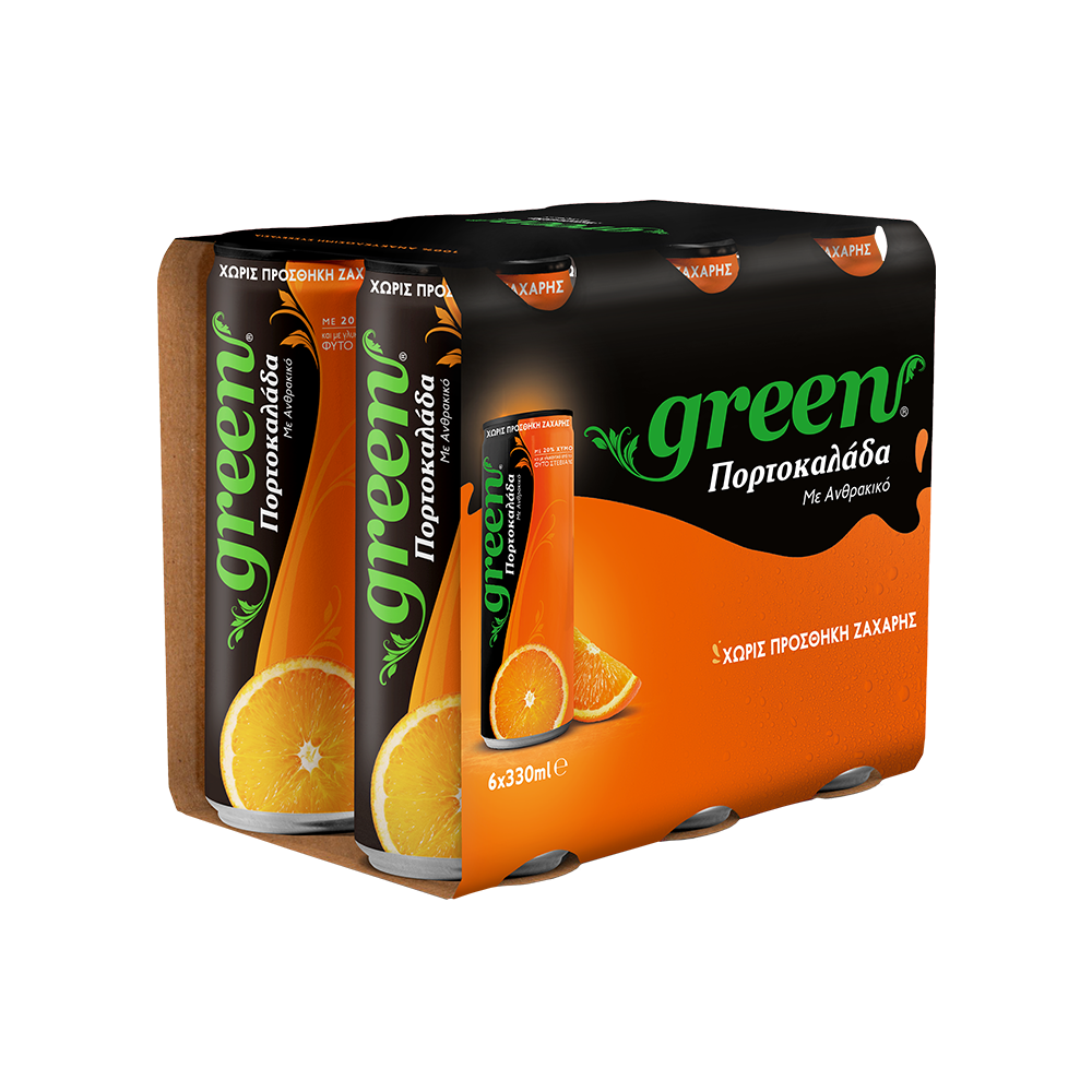 Green Cola Hellas Πορτοκαλάδα Κουτί Green (6x330 ml)
