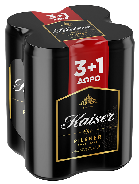 Μπύρα Κουτί Kaiser (4x500ml) 3+1 Δώρο