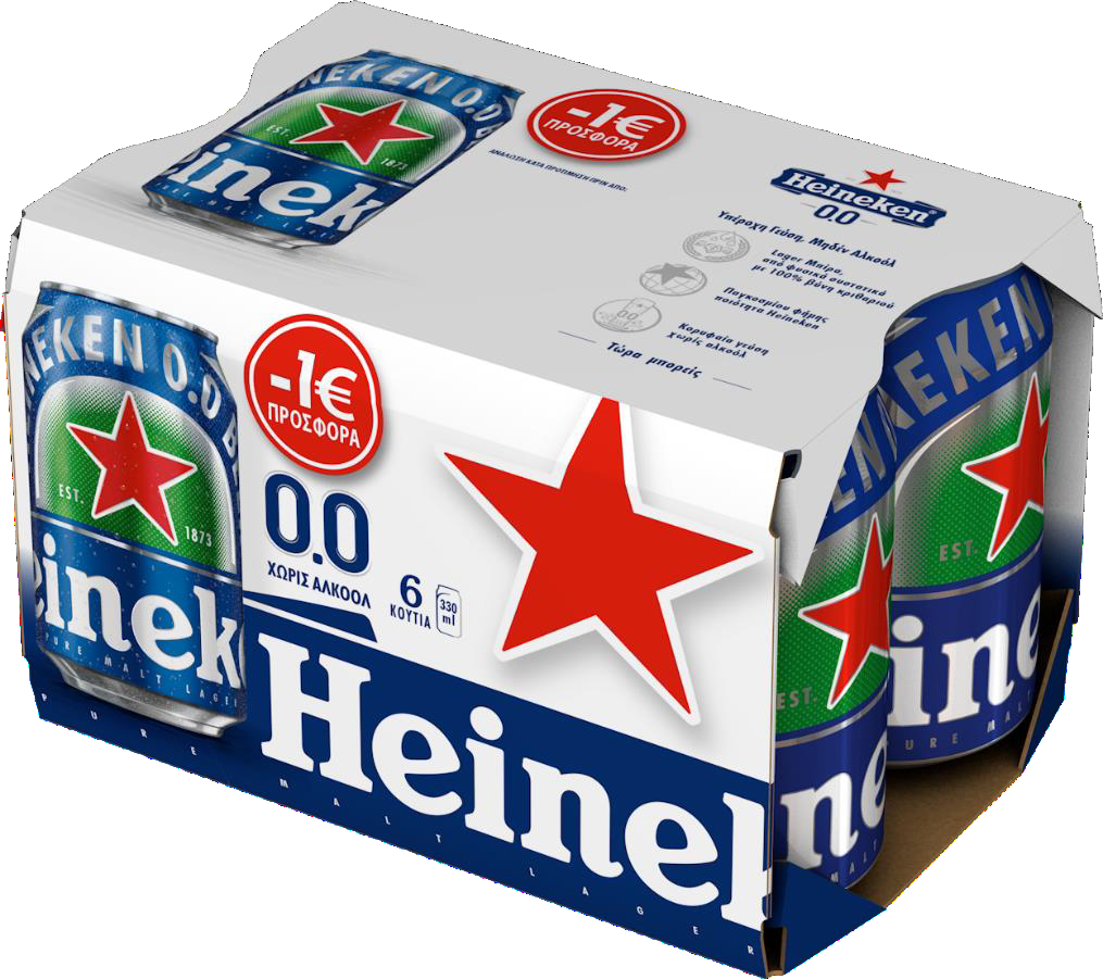 Μπύρα Χωρίς Αλκοόλ Κουτί Heineken 0.0 (6x330ml) -1€