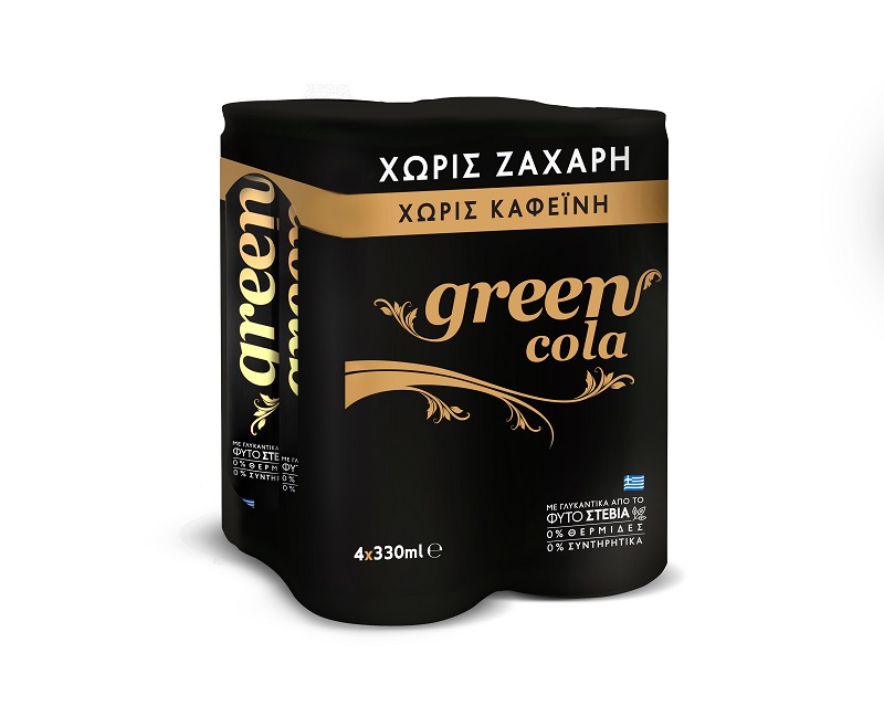 Αναψυκτικό χωρίς καφεΐνη κουτί Green Cola (4×330 ml)