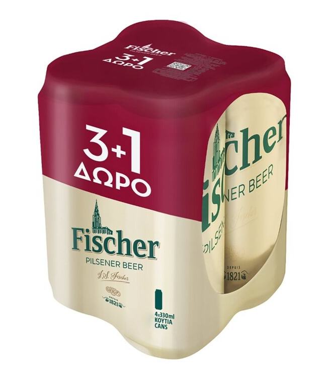 Αθηναϊκή Ζυθοποιία Α.Ε. Μπύρα Pilsner Κουτί Fischer (4x330 ml) 3+1 Δώρο