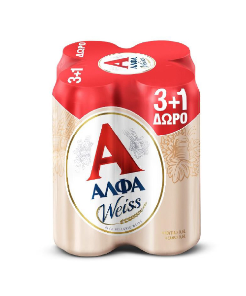 Μπύρα Weiss Κουτί Άλφα (4×500 ml) 3+1 Δώρο