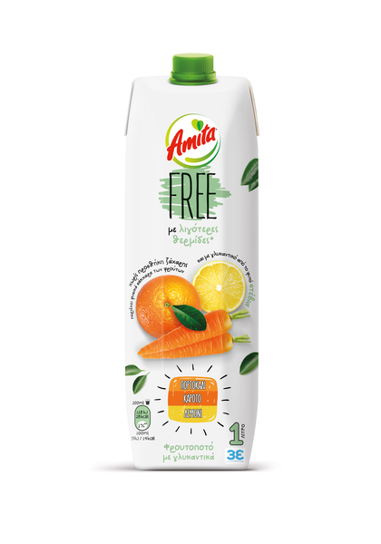 Φρουτοποτό Πορτοκάλι Καρότο Λεμόνι Amita Free (1 lt)
