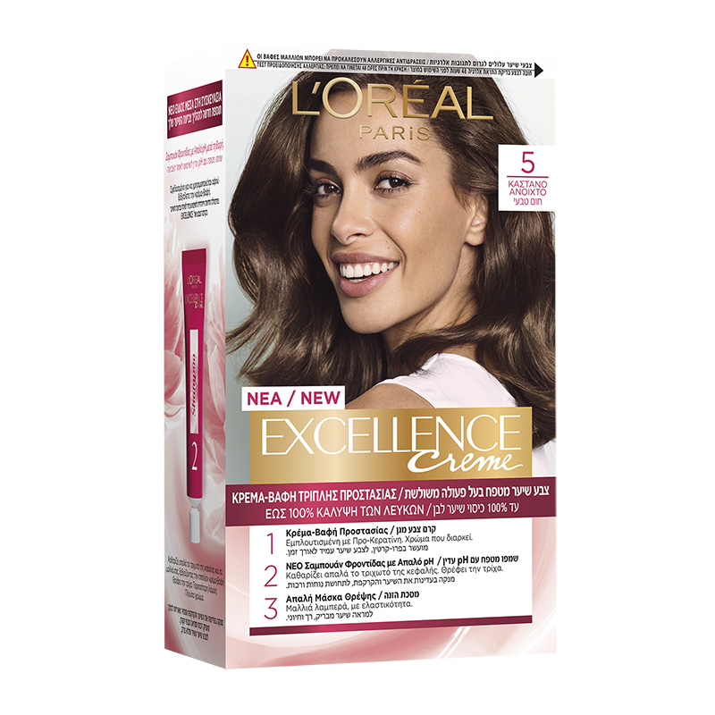 Βαφή Μαλλιών Excellence Creme No5 Καστανό Ανοιχτό L’Oreal (48 ml)