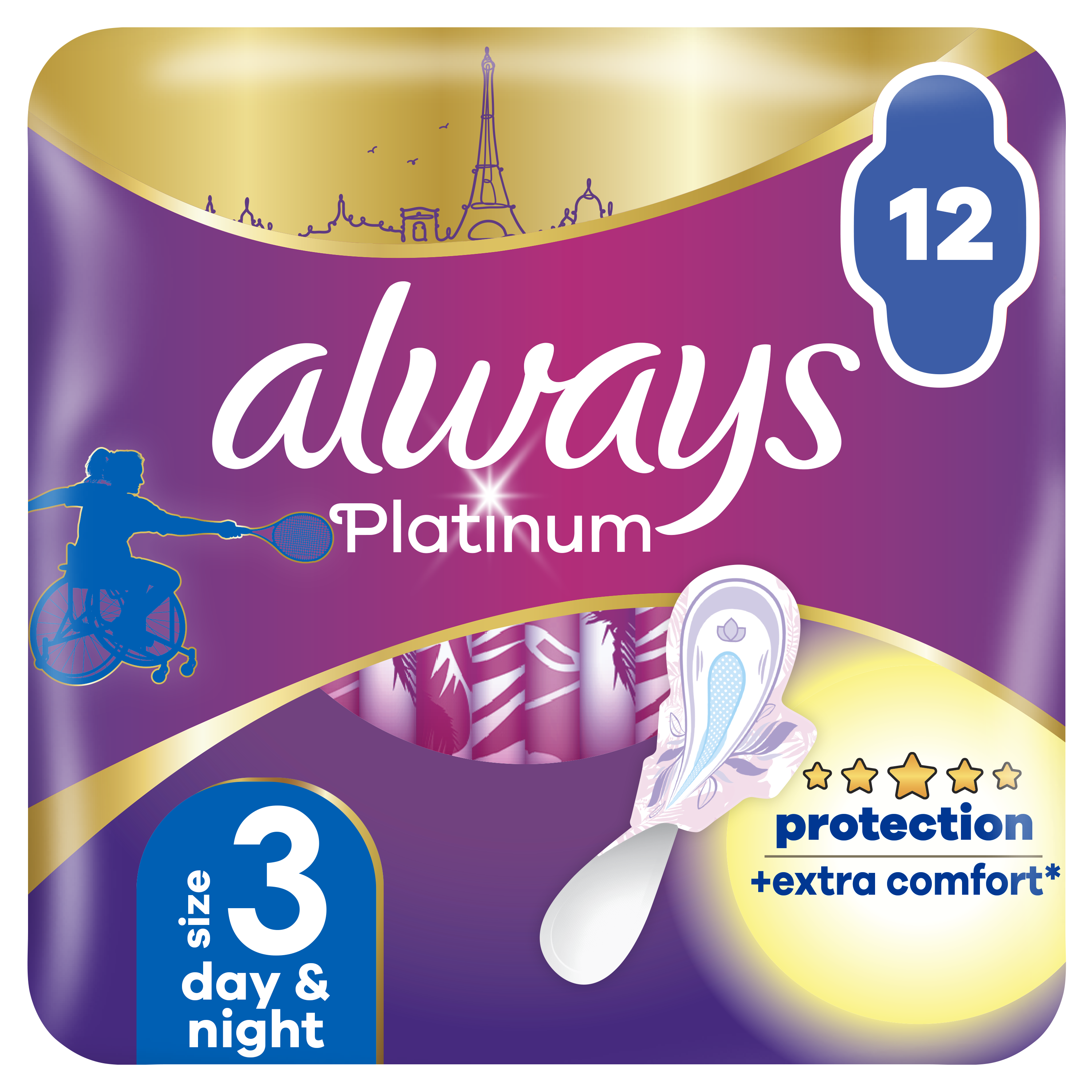 P&G Σερβιέτες Platinum Ultra Night Με Φτερά Always (Μέγεθος 3)(12τεμ) Duo Pack