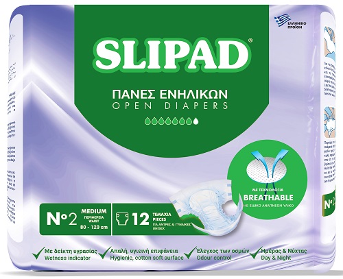 Ανοιχτές Πάνες Ακράτειας Ενηλίκων Medium Νο2 Slipad (12τεμ)