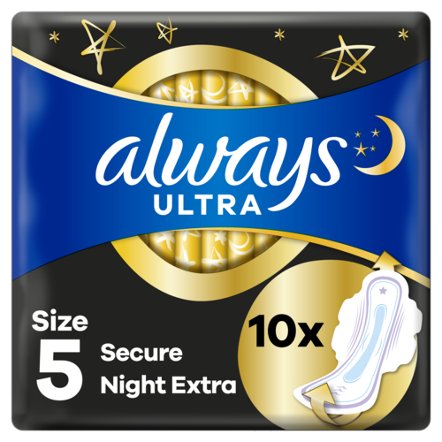 Σερβιέτες Με Φτερά Platinum Ultra Secure Night Extra (Μέγεθος 5) Always (2×10τεμ) 1+1 Δώρο