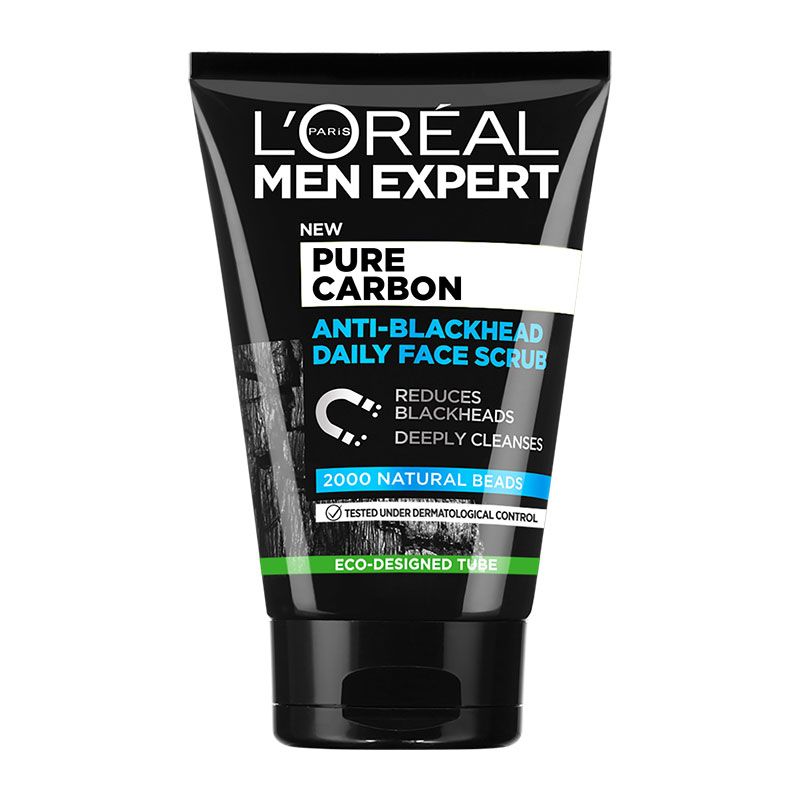 L'Oreal Scrub Προσώπου με καθαρό Μαύρο Άνθρακα ενάντια στα μαύρα στίγματα και τη σκόνη L'Oreal Men Expert (100ml)