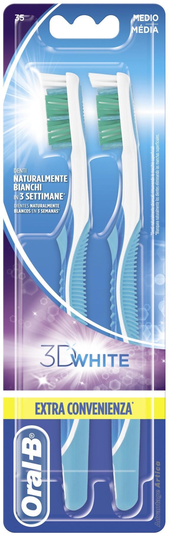 Οδοντόβουρτσα Complete Clean 3D White 35 Μέτρια Oral B (2 τεμ)