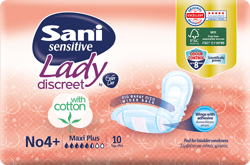 Σερβιέτες Ειδικών Χρήσεων με Βαμβάκι Maxi Plus Νο4 Sani Lady (10τεμ)