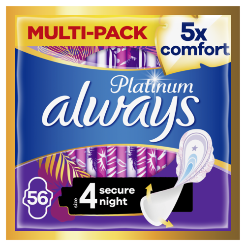 Σερβιέτες με Φτερά Ultra Platinum Secure Night (Μέγεθος 4) Always (56τεμ)