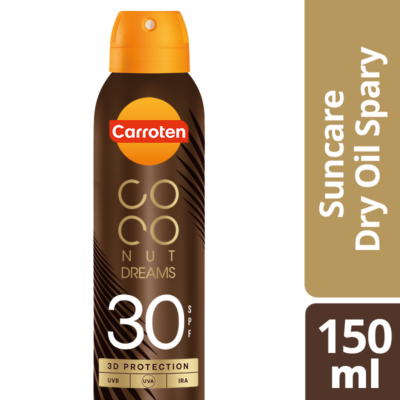 Αντηλιακό Ξηρό Λάδι Spray μαυρίσματος Coconut Dreams SPF30 Carroten (150ml)