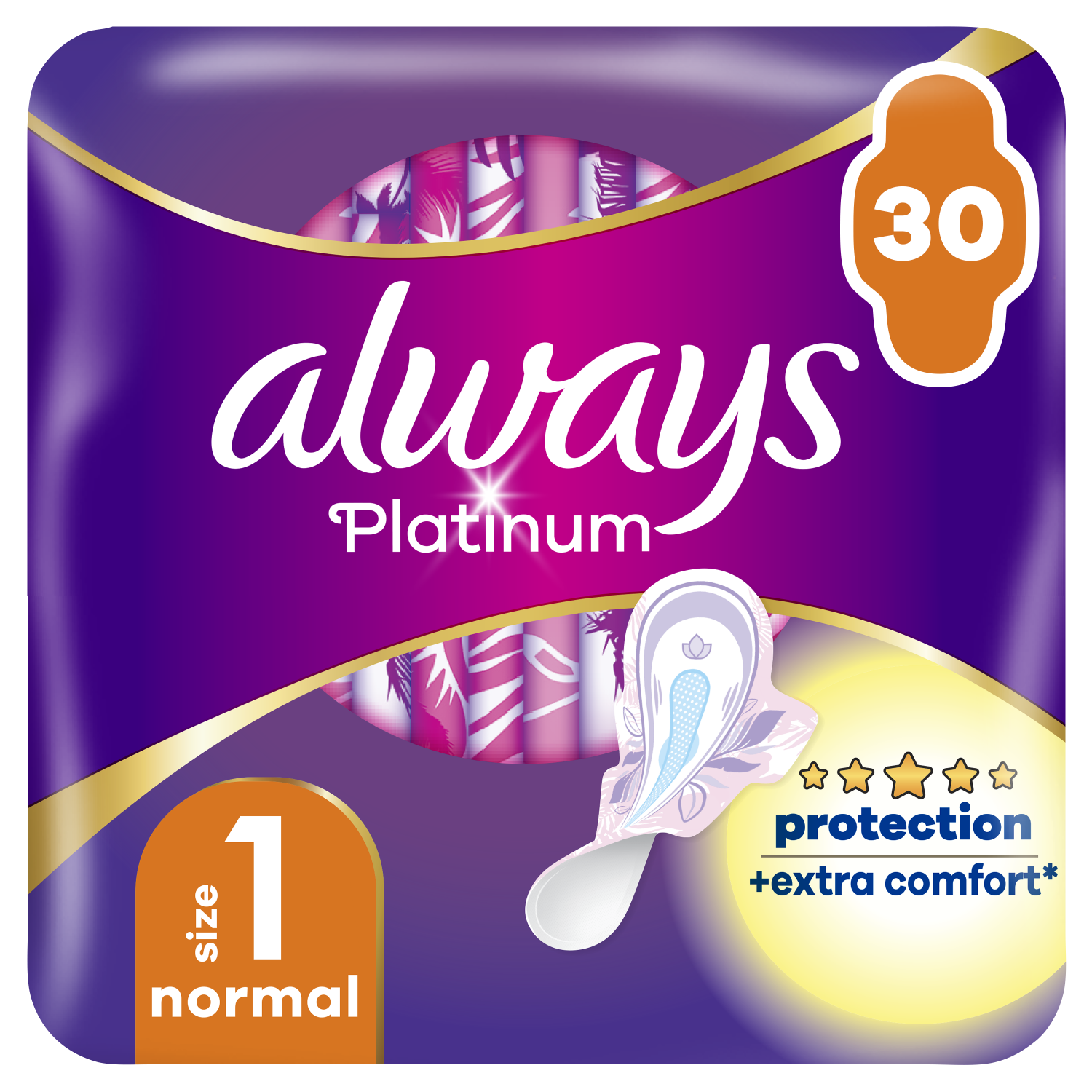 P&G Σερβιέτες Platinum Ultra Normal Με Φτερά Always (Μέγεθος 1) (30τεμ)