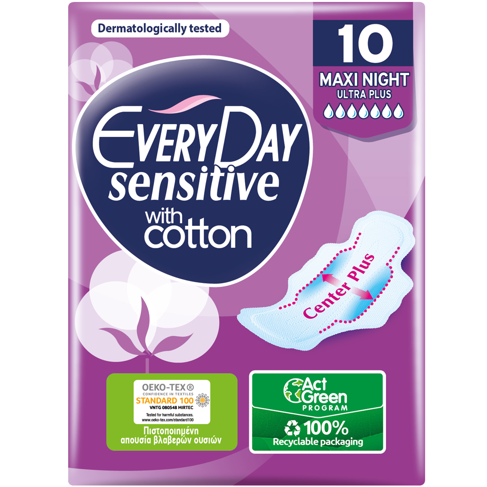 Σερβιέτες Maxi Night Ultra Plus Sensitive Everyday (10τεμ)