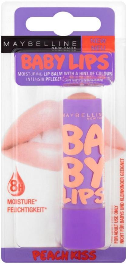 Ενυδατική φροντίδα για τα Χείλη Peach Kiss Baby Lips Maybelline (4,8 ml)