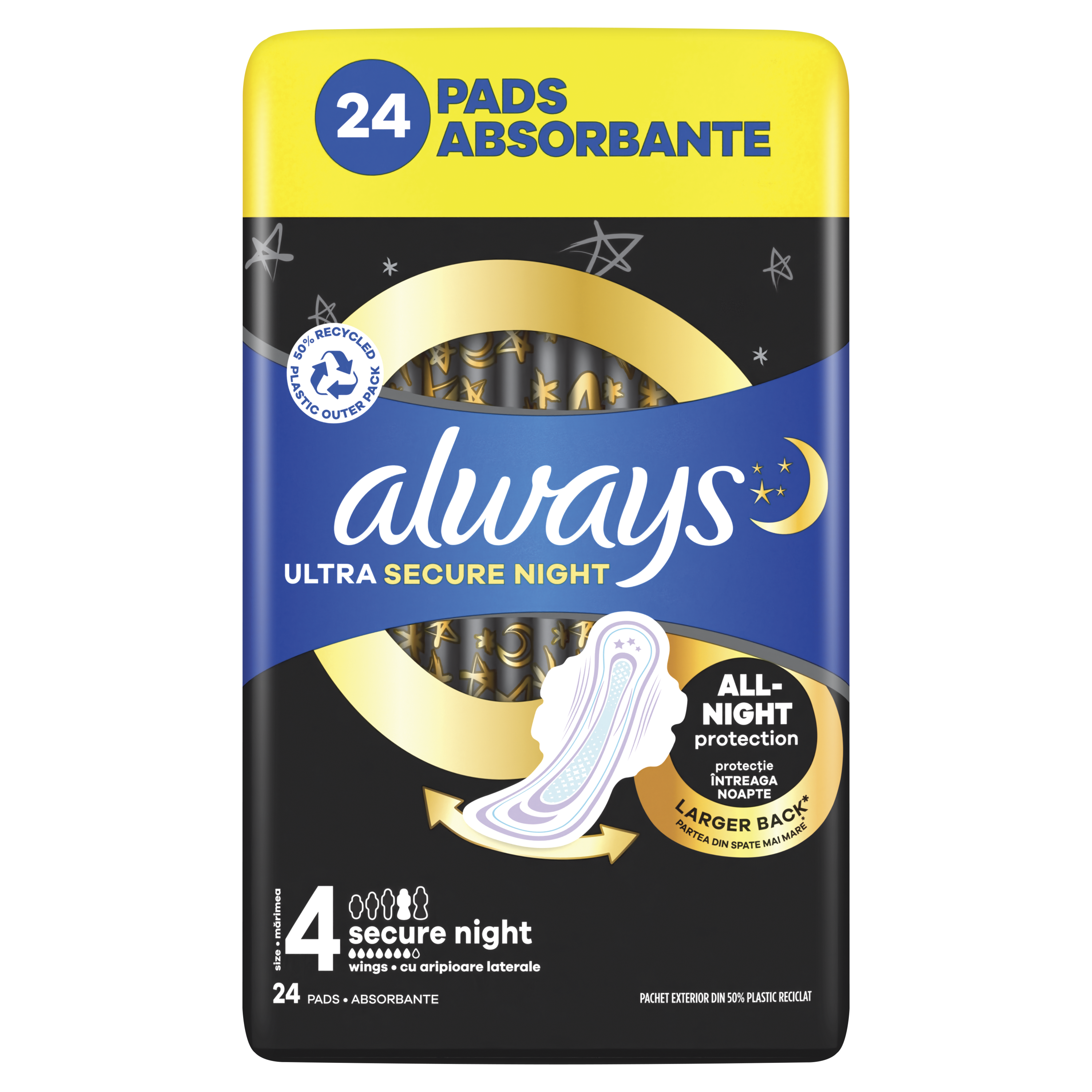 P&G Σερβιέτες Ultra Secure Night Always μέγεθος 4 (24τεμ)