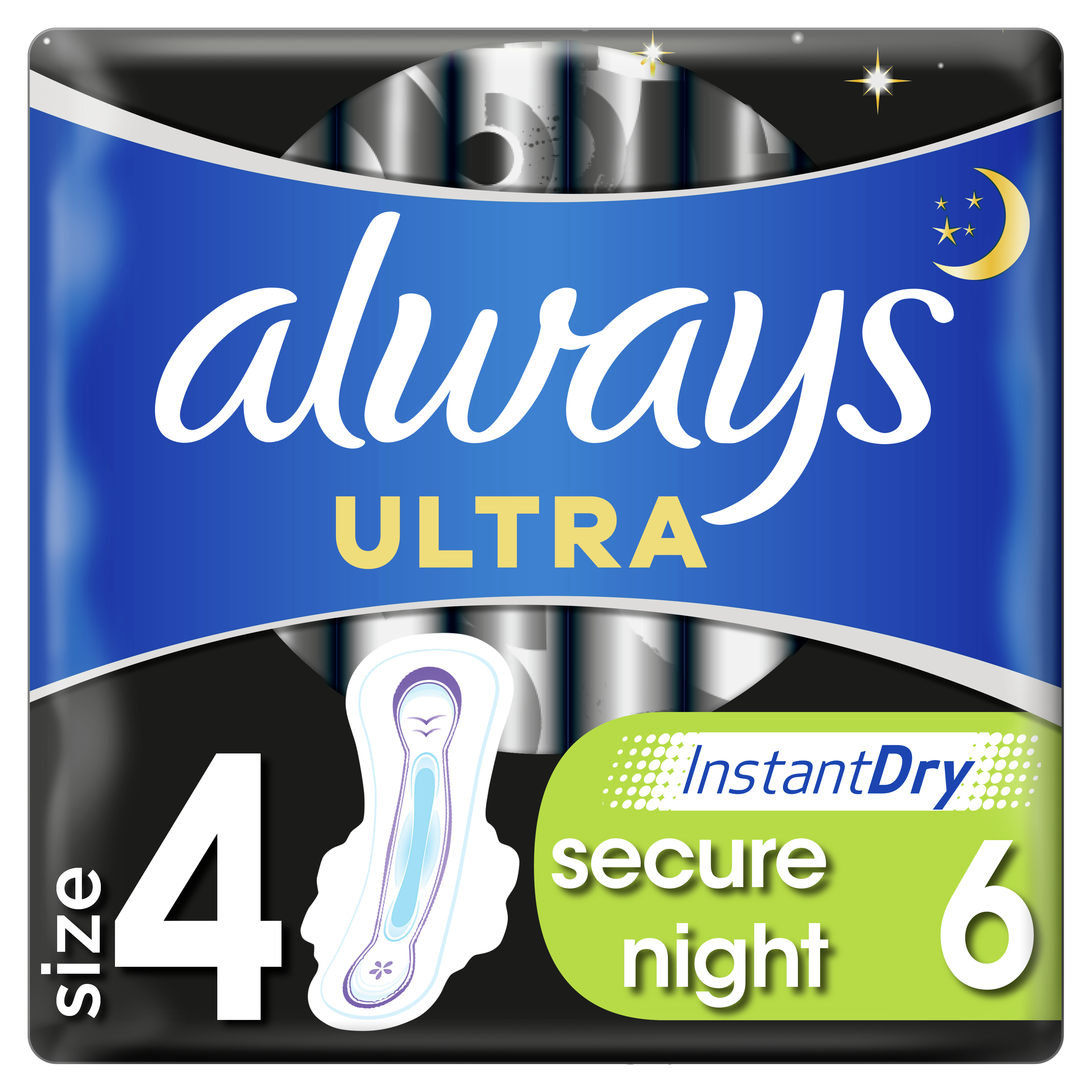 Σερβιέτες με Φτερά Ultra Secure Night (Μέγεθος 4) Always (2×6τεμ) 1+1 Δώρο