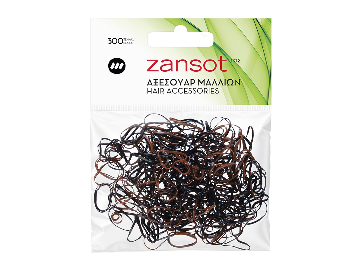 Λαστιχάκια Μαλλιών Μαύρα Καφέ Zan Sot (300τεμ)