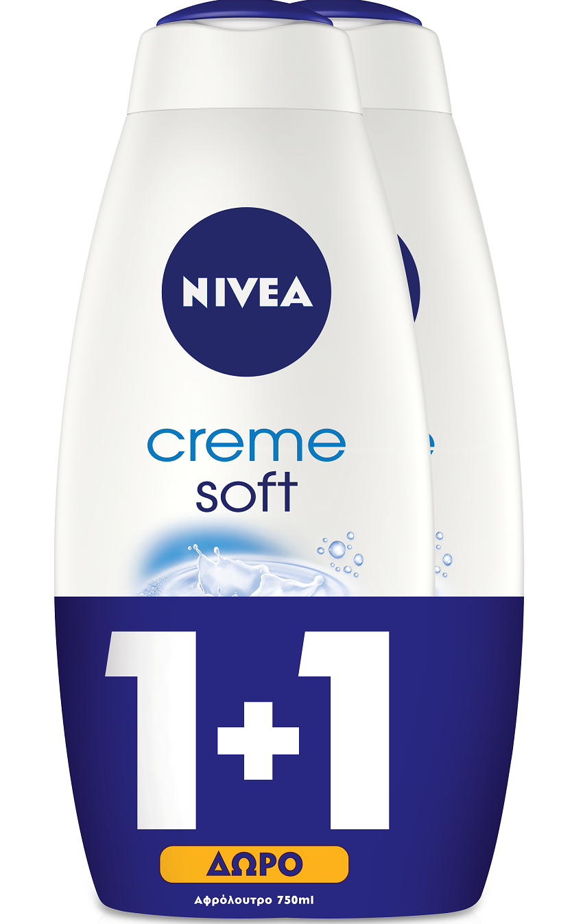 Κρεμώδες Αφρόλουτρο Creme Soft Nivea (750 ml) 1+1 Δώρο