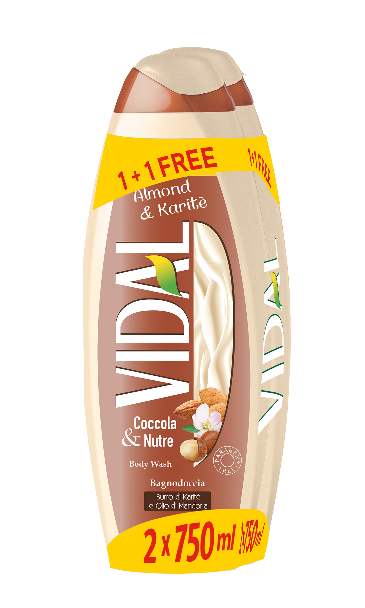 Αφρόλουτρο Almond & Karite Vidal (750 ml) 1+1 δώρο