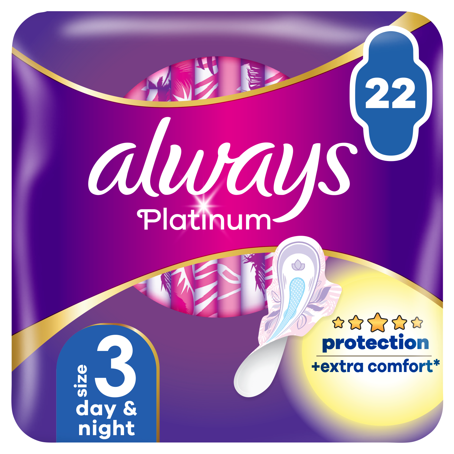 P&G Σερβιέτες Platinum Ultra Night Με Φτερά Always (Μέγεθος 3) (22τεμ)