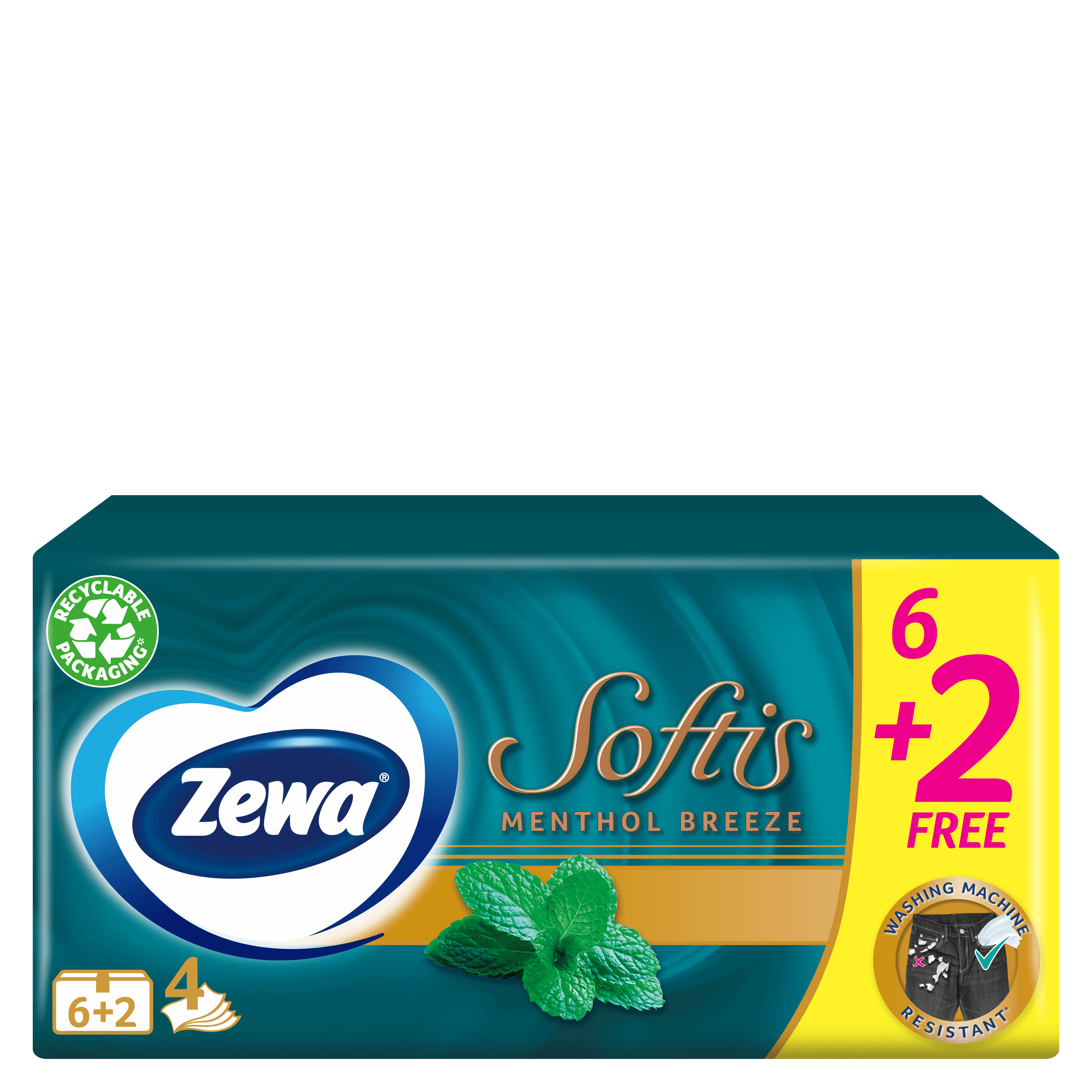 Χαρτομάντηλα Τσέπης Softis Menthol Zewa (8x22g/8 τεμ) 6+2 δώρο