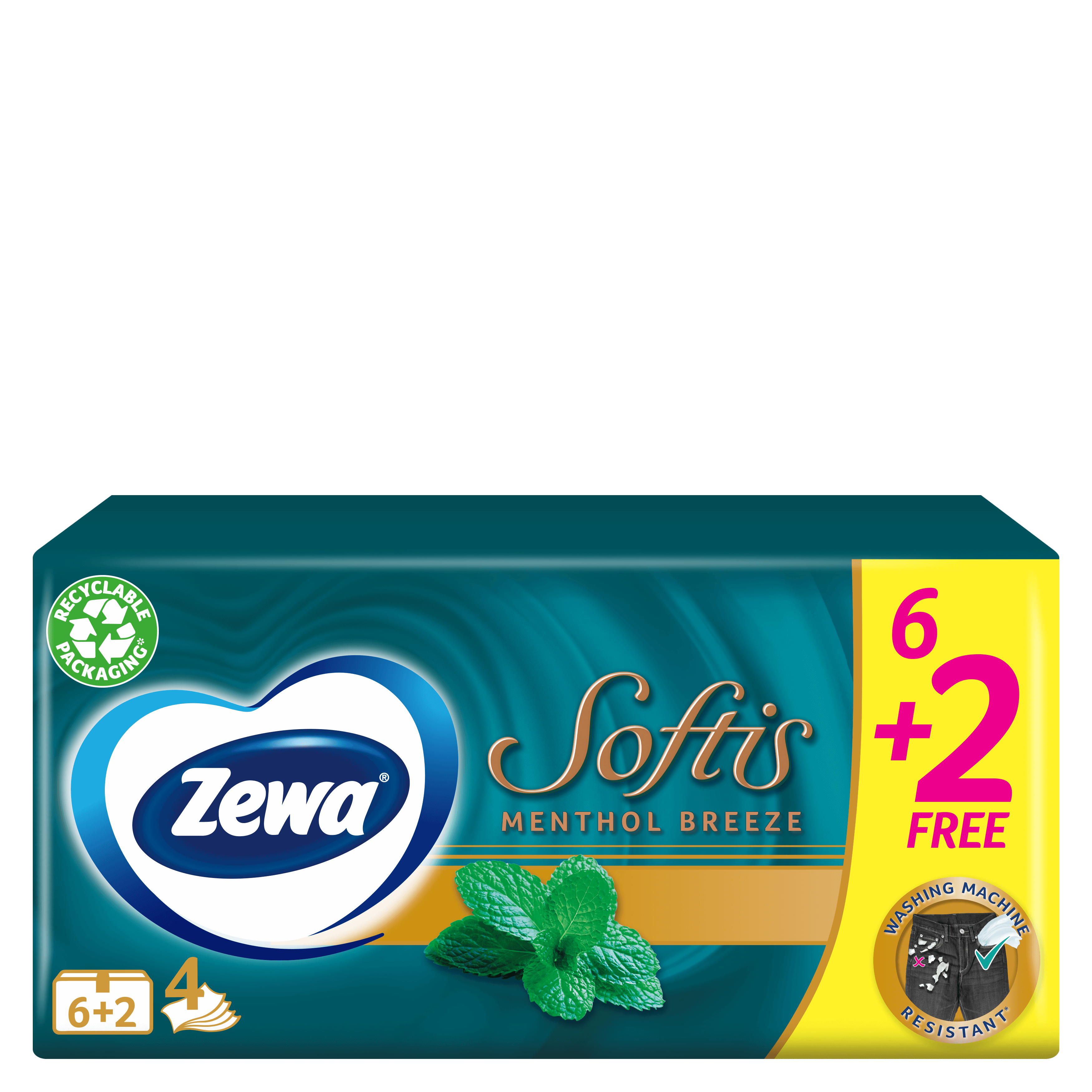 Sca Χαρτομάντηλα Τσέπης Softis Menthol Zewa (8x22g/8 τεμ) 6+2 δώρο