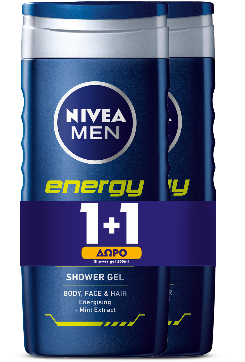 Shower Gel για Άνδρες Gel Energy Nivea Men (500 ml) 1+1 Δώρο