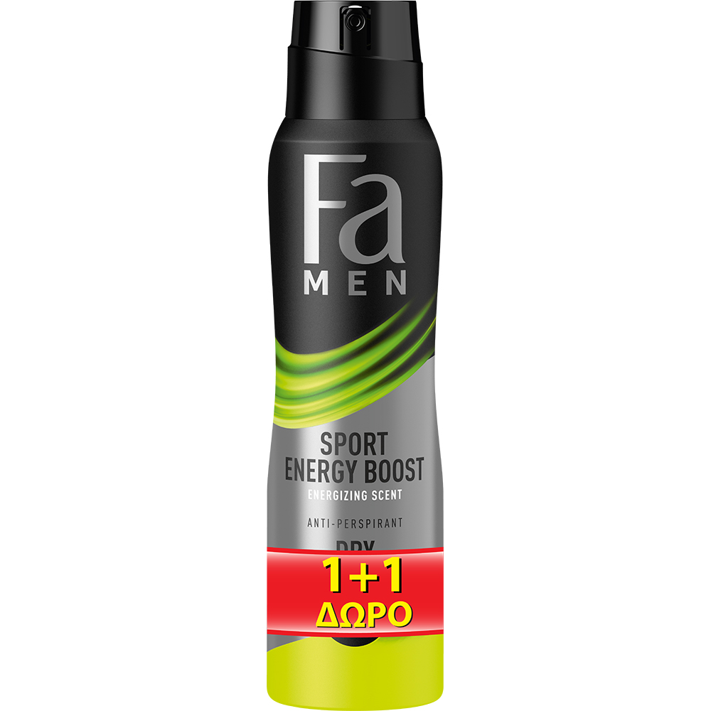 Ανδρικό Αποσμητικό Σπρέυ Sport Energy Boost Fa (2x150ml) 1+1 Δώρο