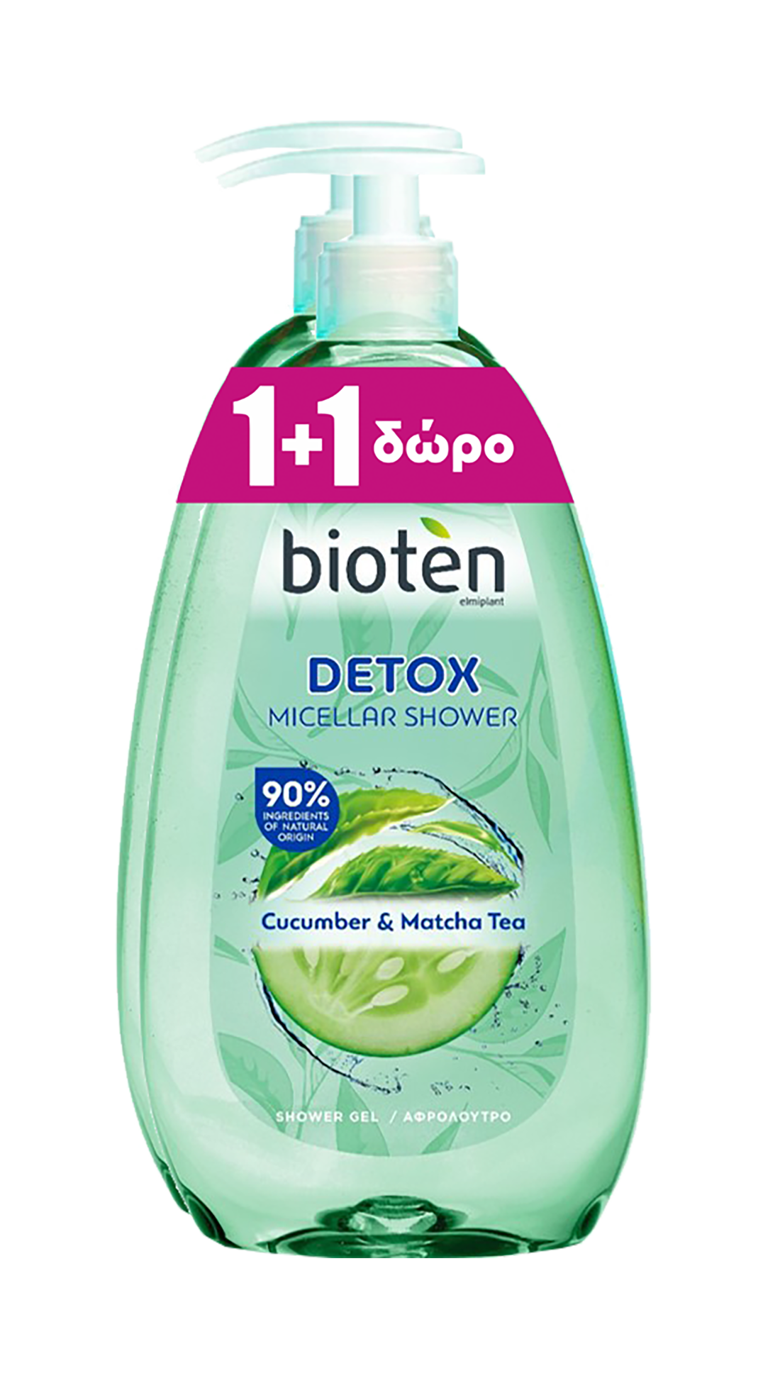 Αφρόλουτρο Detox Cucumber & Matcha Tea Bioten (2x750ml) 1+1 Δώρο