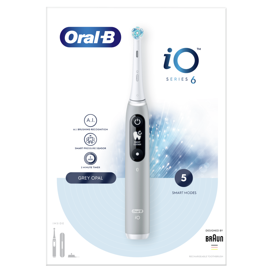 P&G Ηλεκτρική Οδοντόβουρτσα iO6 Magnetic Gray από την Braun Oral-B (1 τεμ)